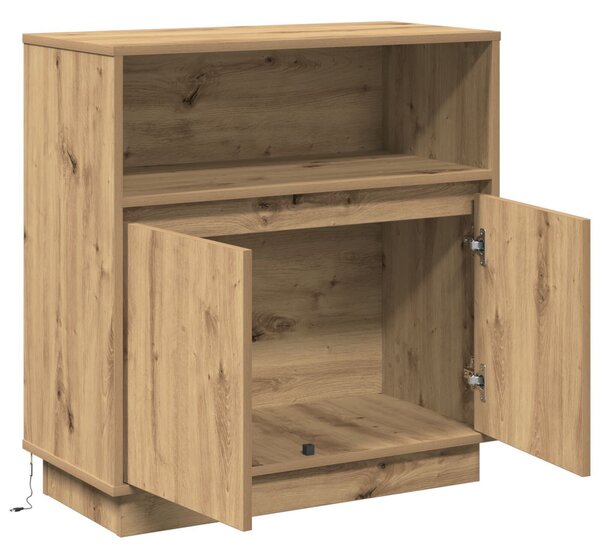LED-es oldalbordó Artisan tölgy 71x34,5x75 cm Műszaki fa