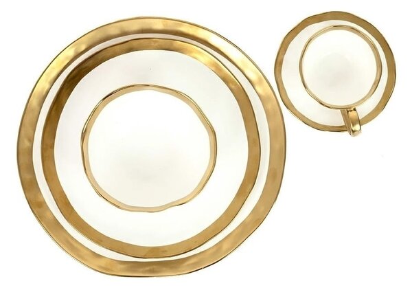 KARE Bell Porcelán Tál Fehér-Arany 15cm