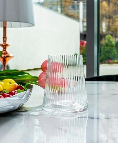 KARE Riffle Átlátszó Üvegpohár Barázdált 440ml