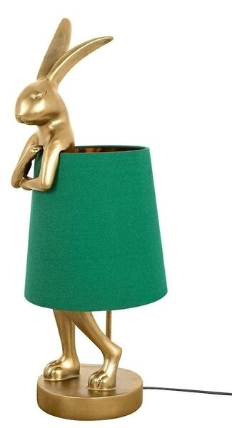 KARE Design Rabbit Asztali Lámpa Arany Zöld Vászon Ernyővel 68cm