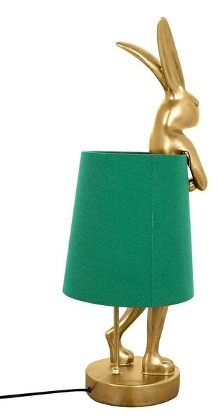 KARE Design Rabbit Asztali Lámpa Arany Zöld Vászon Ernyővel 68cm
