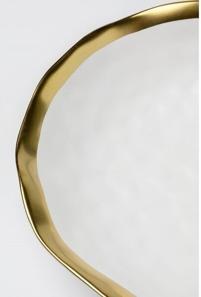 KARE Bell Porcelán Mélytányér Fehér-Arany 20 cm