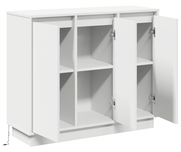 LED tálaló LED -es lámpákkal Fehér 90 x 32 x 75 cm Faanyag