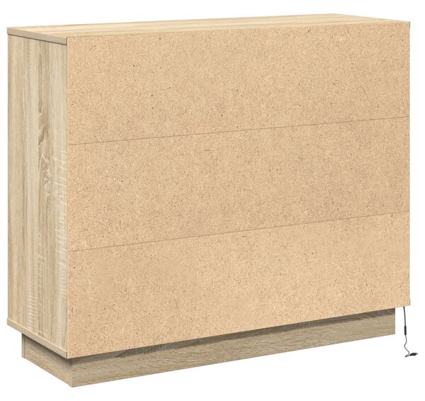 LED tálaló Sonoma tölgy 90 x 32 x 75 cm Faanyag