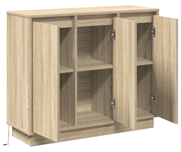LED tálaló Sonoma tölgy 90 x 32 x 75 cm Faanyag