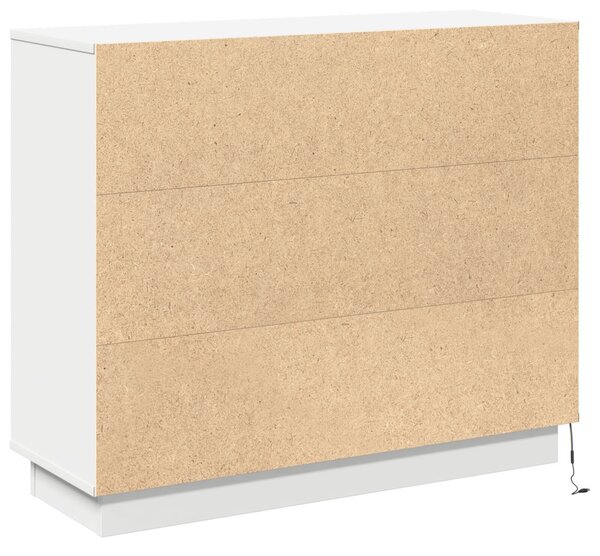 LED tálaló LED -es lámpákkal Fehér 90 x 32 x 75 cm Faanyag