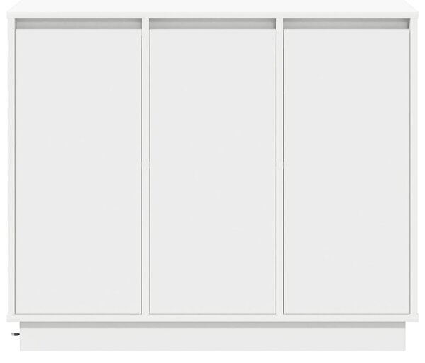 LED tálaló LED -es lámpákkal Fehér 90 x 32 x 75 cm Faanyag