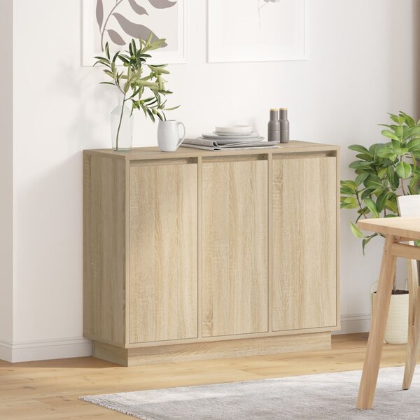 LED tálaló Sonoma tölgy 90 x 32 x 75 cm Faanyag