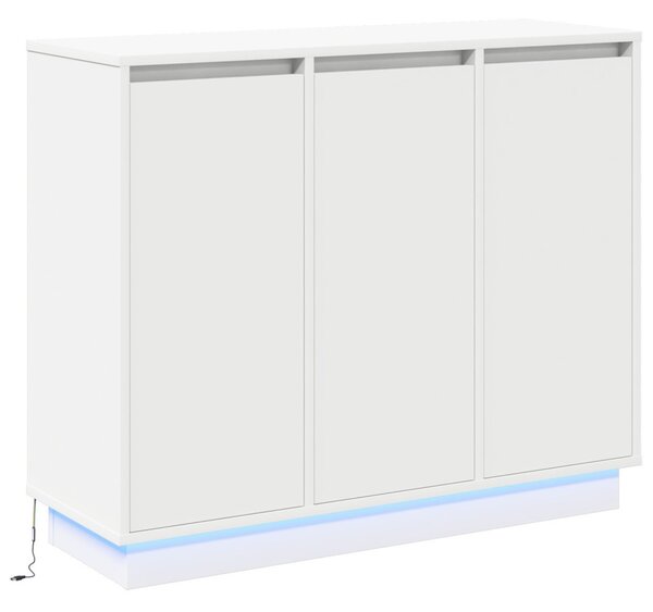 LED tálaló LED -es lámpákkal Fehér 90 x 32 x 75 cm Faanyag