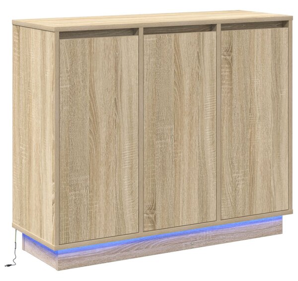 LED tálaló Sonoma tölgy 90 x 32 x 75 cm Faanyag