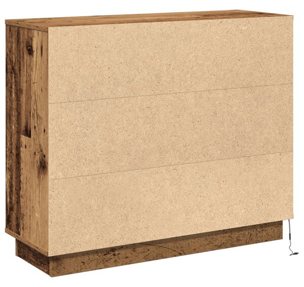 LED tálaló LED -es lámpákkal Öreg fa 90 x 32 x 75 cm Faanyag