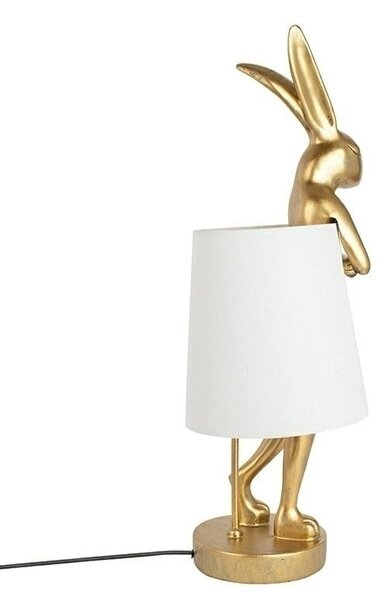KARE Design Rabbit Aranyozott Nyuszi Asztali Lámpa Fehér Lenburkolattal