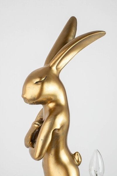 KARE Design Rabbit Aranyozott Nyuszi Asztali Lámpa Fehér Lenburkolattal
