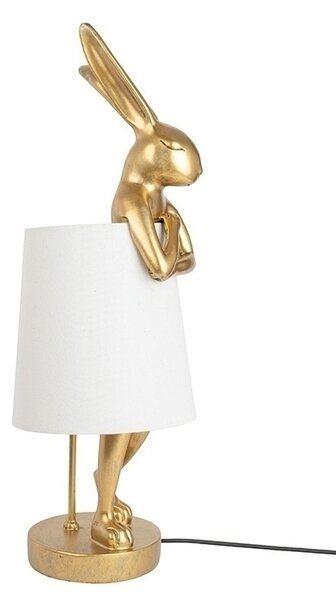 KARE Design Rabbit Aranyozott Nyuszi Asztali Lámpa Fehér Lenburkolattal