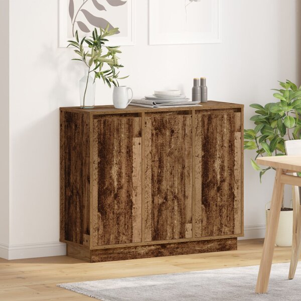 LED tálaló LED -es lámpákkal Öreg fa 90 x 32 x 75 cm Faanyag