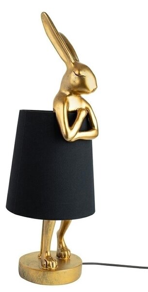 KARE Design Rabbit Arany Nyúl Asztali Lámpa Fekete Lenárnyékolóval