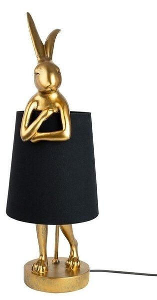 KARE Design Rabbit Arany Nyúl Asztali Lámpa Fekete Lenárnyékolóval