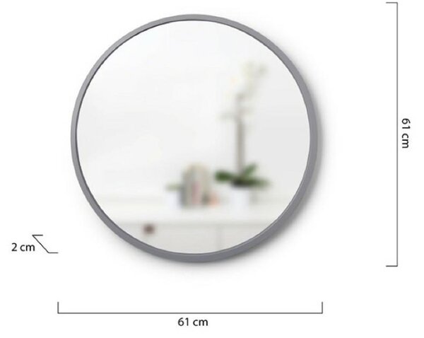 Umbra Hub Kerek Fali Tükör Gumi Szegéllyel Szürke 61cm
