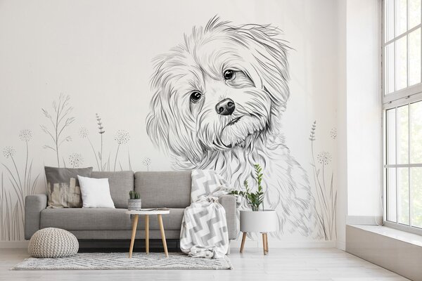 Fotótapéta Egy aranyos rajz egy kutyáról a fűben, Fotótapéta egyedi, w05656 : Uwalls.hu