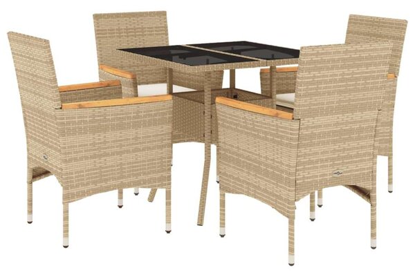 VidaXL 5 részes Kerti Étkezőgarnitúra - Bézs Polyrattan