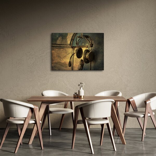 Kép - Vintage repülőgép fejhallgató (70x50 cm)
