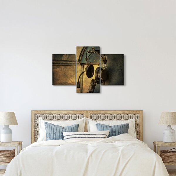Kép - Vintage repülőgép fejhallgató (90x60 cm)