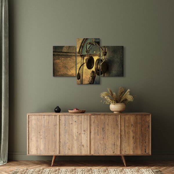 Kép - Vintage repülőgép fejhallgató (90x60 cm)