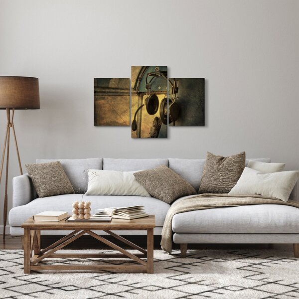 Kép - Vintage repülőgép fejhallgató (90x60 cm)