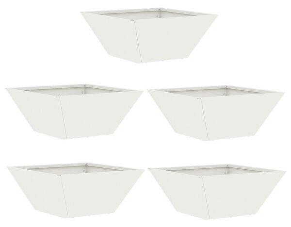 Kerti cserép 5 db Fehér 35 x 35 x 15 cm Hidegen hengerelt acél