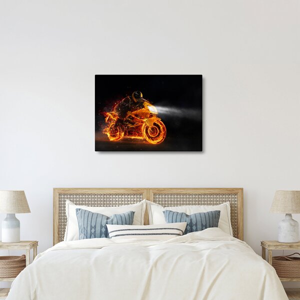 Kép - Motoros lángokkal (70x50 cm)