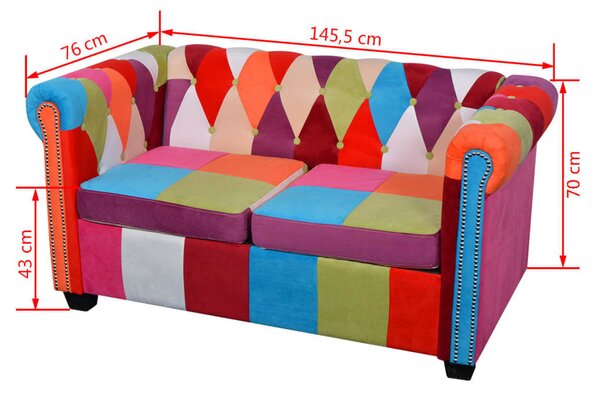 VidaXL 2 személyes szövet Chesterfield kanapé