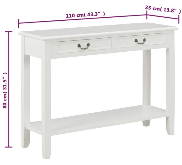 Fehér fa tálalóasztal 110 x 35 x 80 cm