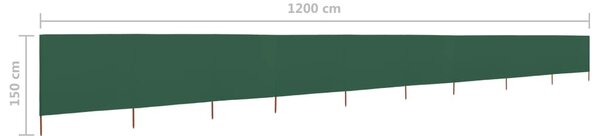 Zöld 9 paneles szövet szélfogó 1200 x 120 cm