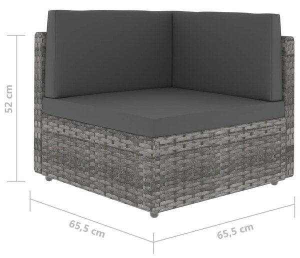 Szürke polyrattan sarokkanapé-elem