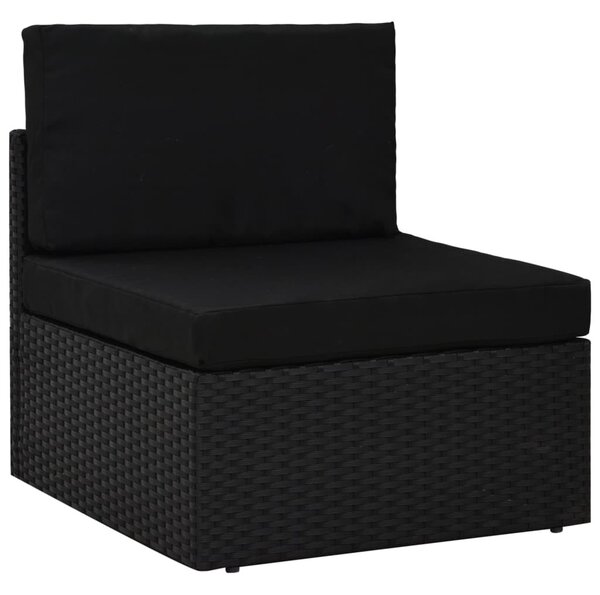Fekete polyrattan középső kanapéelem