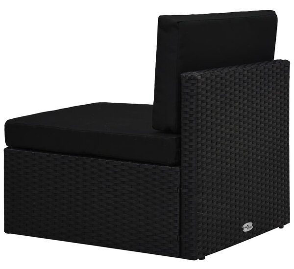 Fekete polyrattan középső kanapéelem