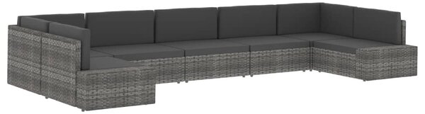 Szürke polyrattan középső kanapéelem