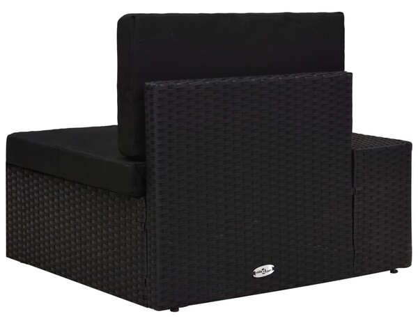 Fekete polyrattan sarokkanapé-elem jobb oldali karfával