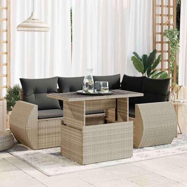 VidaXL Polyrattan Kerti Ülőgarnitúra - 5 részes - Világos Szürke