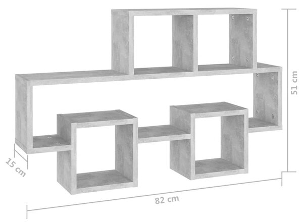 Autó alakú betonszürke szerelt fa fali polc 82 x 15 x 51 cm