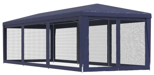 Kék HDPE rendezvénysátor 8 hálós oldalfallal 3x9 m