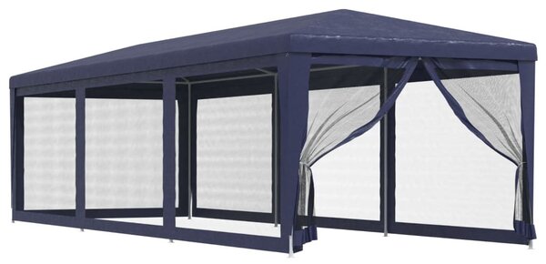 Kék HDPE rendezvénysátor 8 hálós oldalfallal 3x9 m