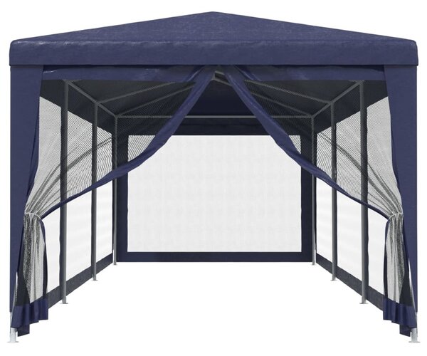 Kék HDPE rendezvénysátor 8 hálós oldalfallal 3x9 m