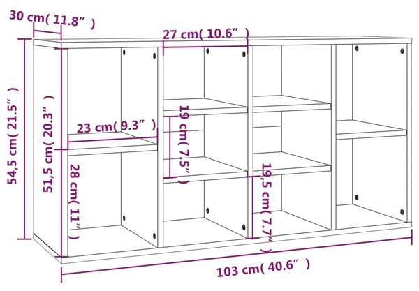 Szürke sonoma színű cipőtároló pad 103 x 30 x 54,5 cm