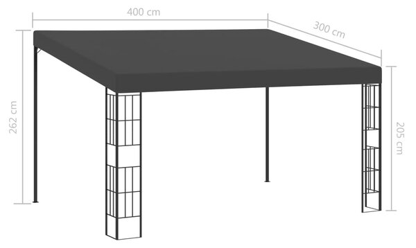 Antracitszürke falra szerelhető szövetpavilon 3 x 4 m