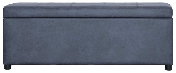 Szürke művelúr pad tárolórekesszel 116 cm