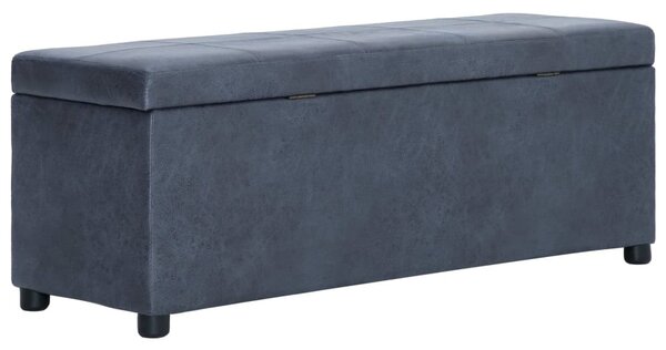 Szürke művelúr pad tárolórekesszel 116 cm