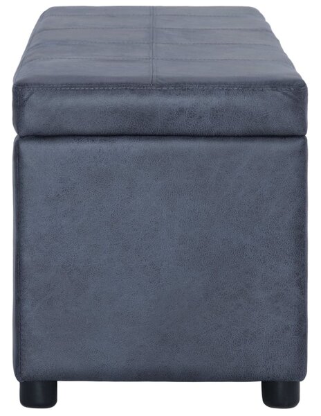 Szürke művelúr pad tárolórekesszel 116 cm