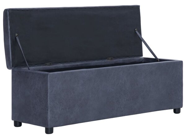 Szürke művelúr pad tárolórekesszel 116 cm