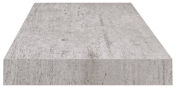 2 db betonszürke MDF lebegő fali polc 60 x 23,5 x 3,8 cm